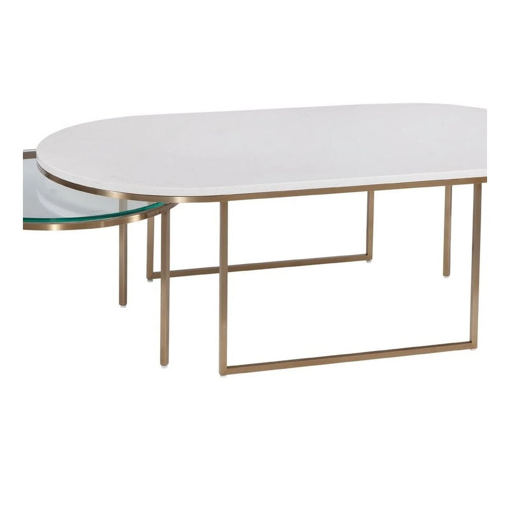 Gold Metal and White Terrazzo Nesting Cocktail Table G506120