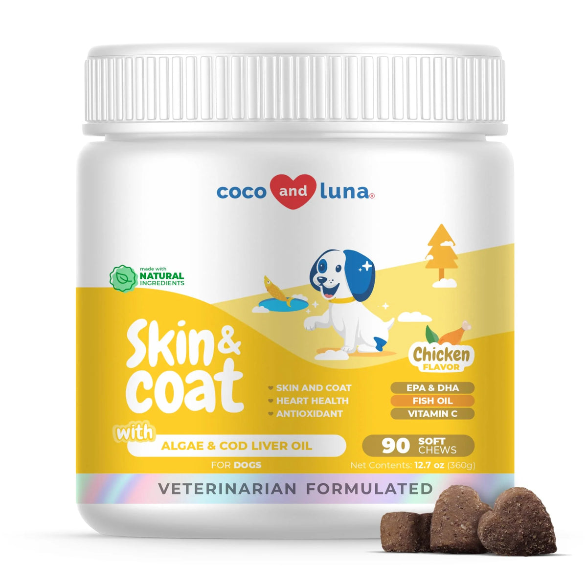 90 Soft Chews Omega 3 Fish Oil with Cod Liver Oil Algae Oil EPA & DHA Z16479