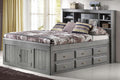 Charcoal Full Size Bookcase Captain Bed with 6 Drawer Storage H636