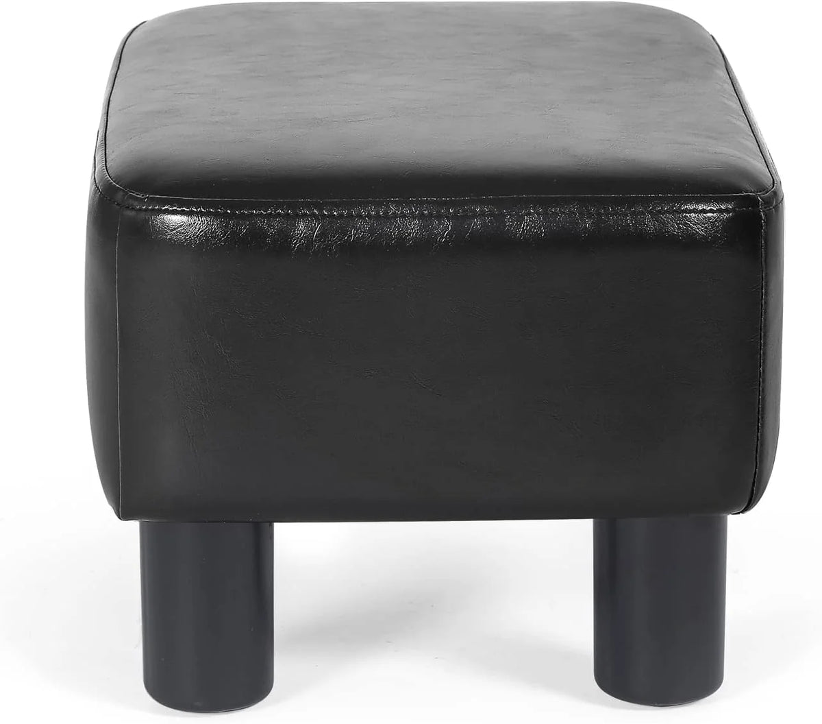 Black Faux Leather Rectangular Footrest Ottoman A505950