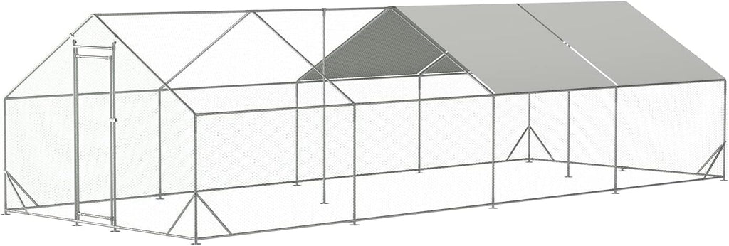 Large Metal Chicken Coop with Waterproof Cover, Anti-UV Cover for Outdoor (10' L x 25.5' W x 6.56' H) L53167