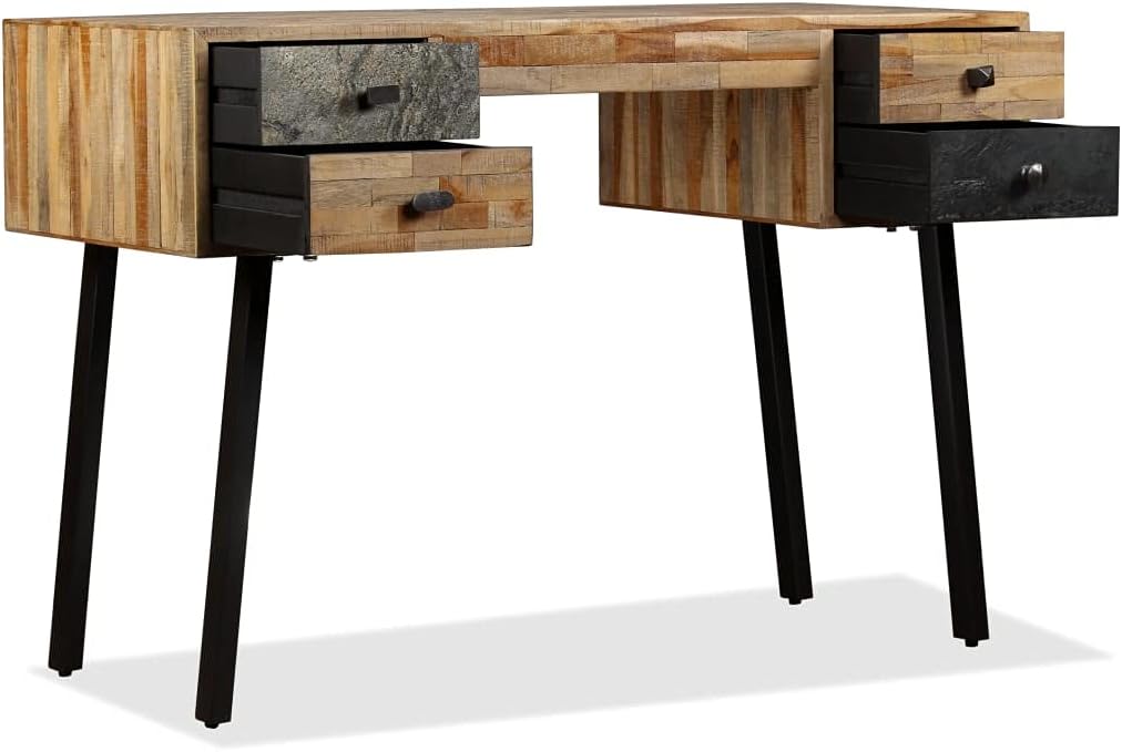 Solid Reclaimed Teak Desk with 4 Drawers 43.3"x19.6"x29.9" S35986