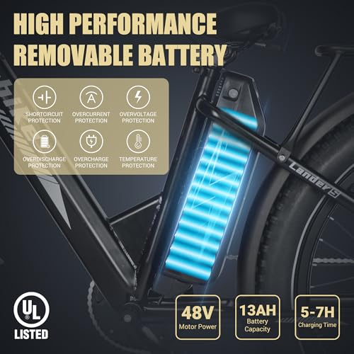 26" Fat Tire Electric Mountain Bike with 48V 13Ah Battery 7-Speed Front Suspension I69787