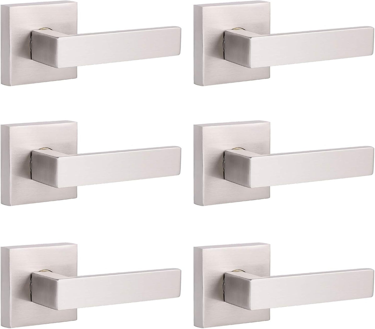 Brushed Nickel Square Entrance Door Lever with Deadbolt Locksets, 2 Pack Z98536