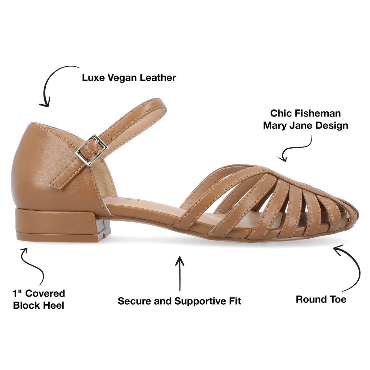 Womens Mary Jane Block Heel Round Toe Flats A46874