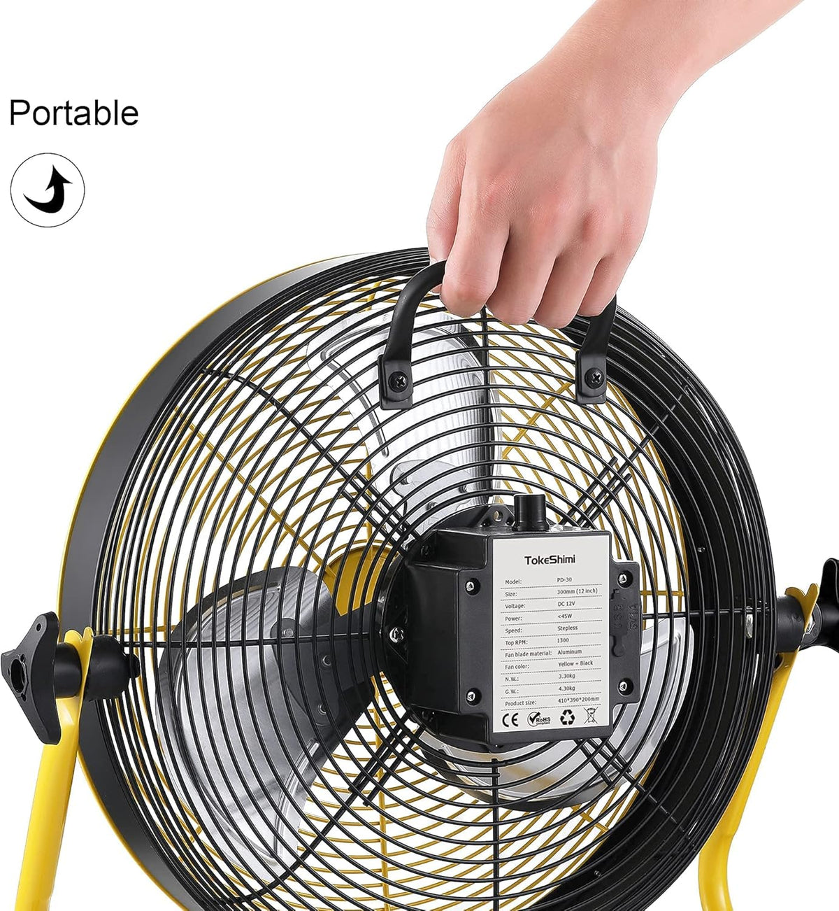 Cordless Rechargeable 12 Inch Floor Fan with Metal Blade R762
