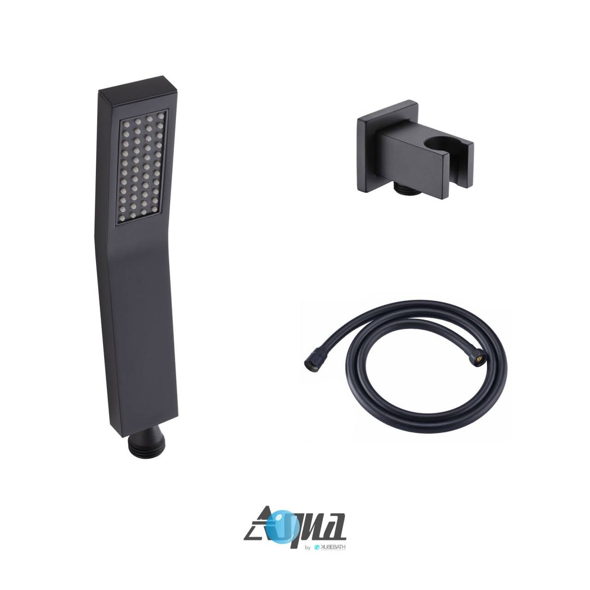 Matte Black Shower Set with Ceiling Mount Square Rain Shower, Handheld and Tub Filler X540448
