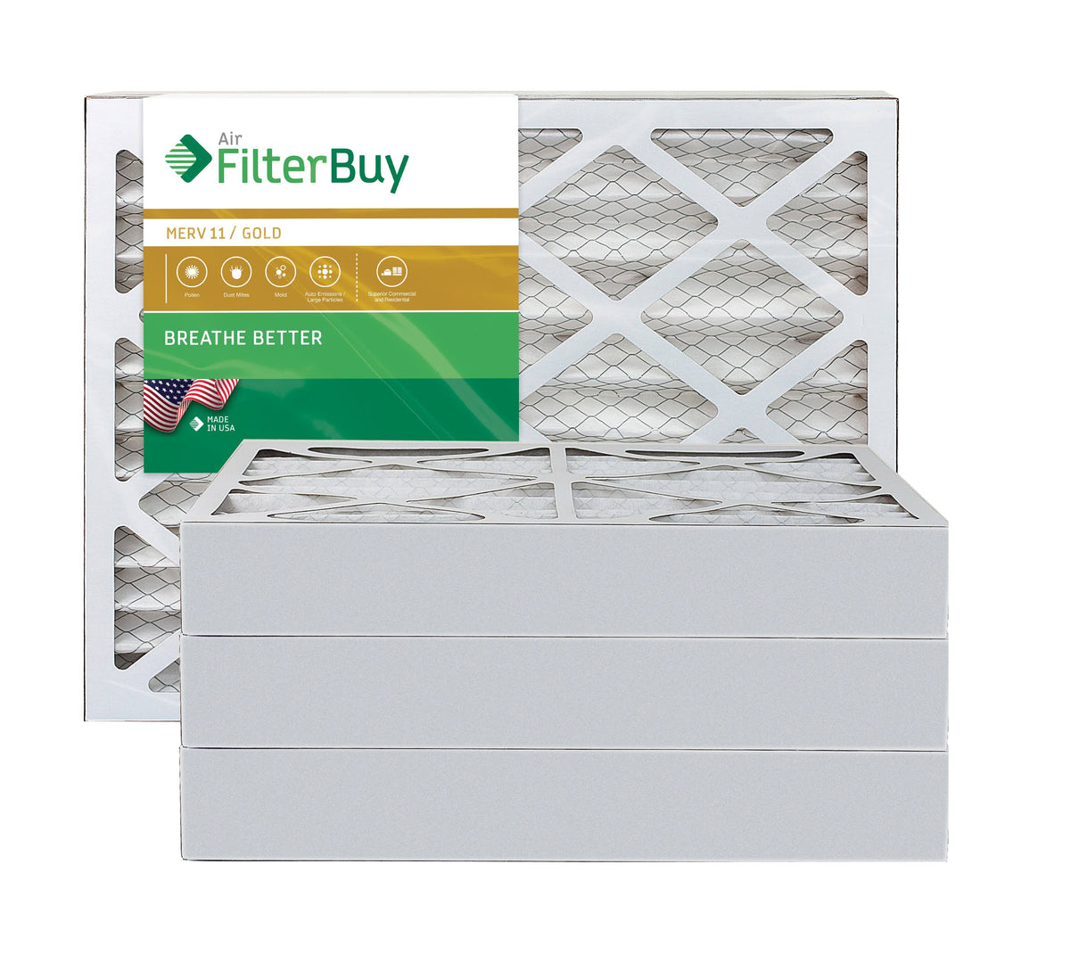 10x16x4 Gold MERV 11 Pleated AC Furnace Air Filter, Pack of 4 M7367
