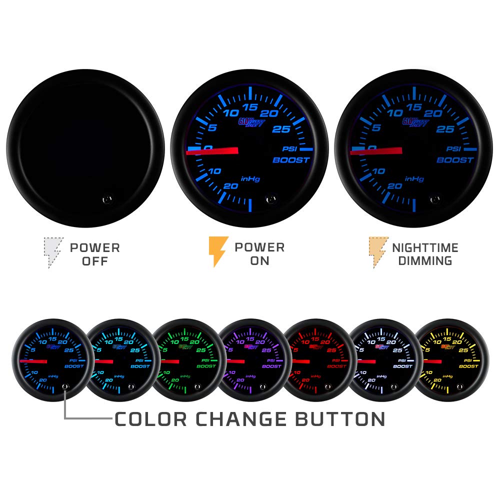 Tinted 7 Color 10,000 RPM Tachometer Gauge with Shift Light K85227