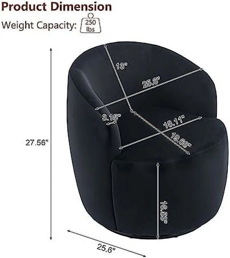 Black Velvet Swivel Barrel Accent Chairs Set of 2 G990