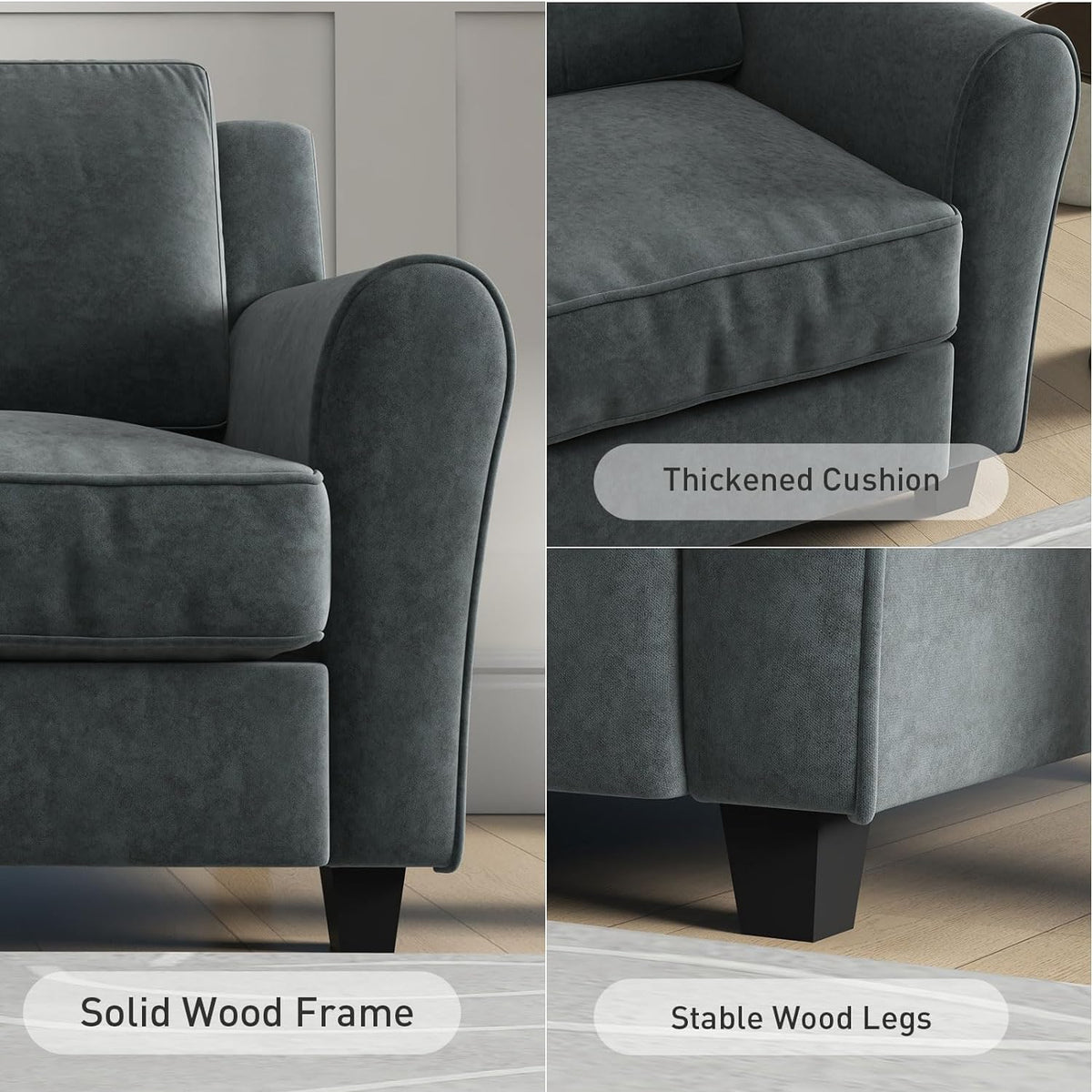 Grey 3 Seater Sofa Couch E3334