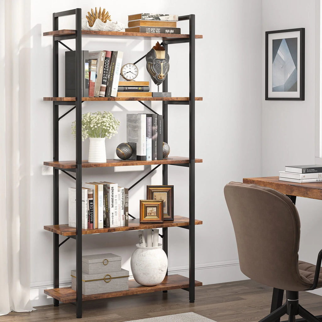 5 Tier Rustic Brown Bookcase U32966