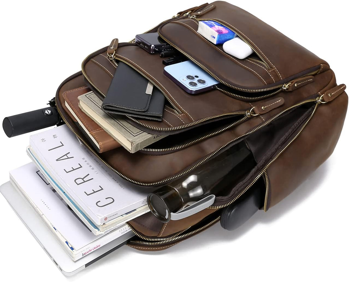 Genuine Leather 18 inch Laptop Backpack G1148