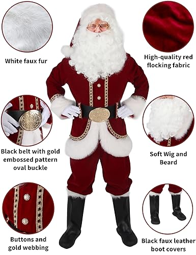 11pcs Red Adult Santa Suit E234