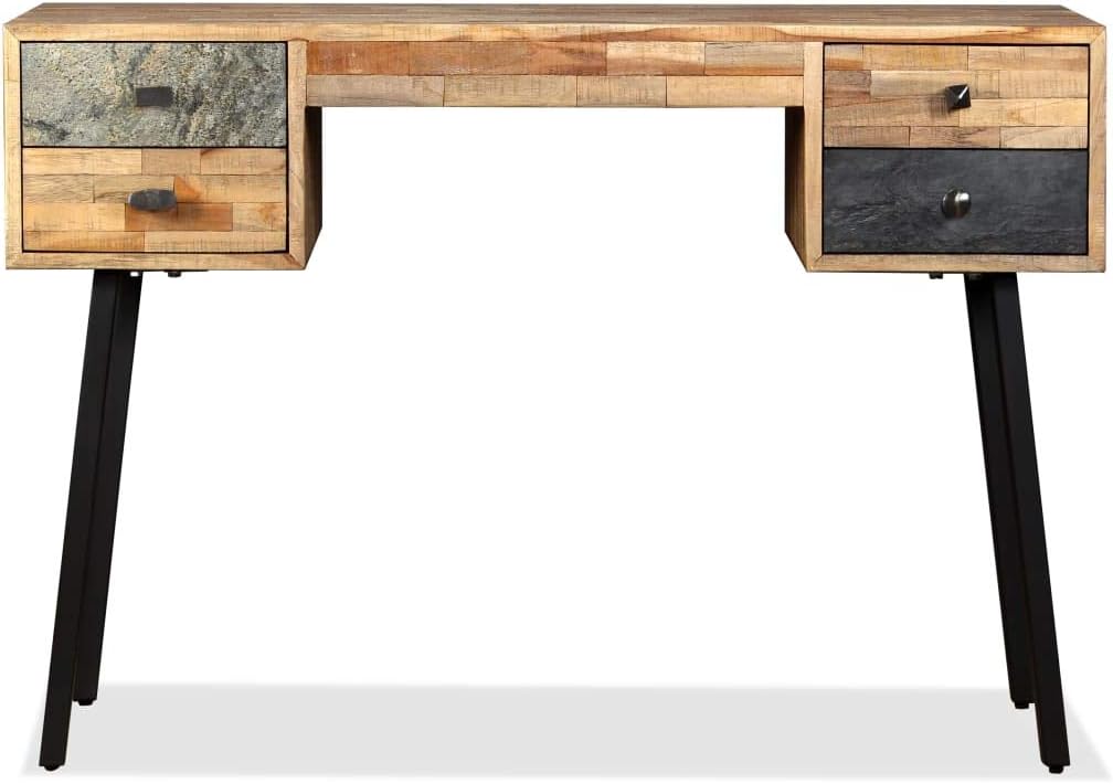 Solid Reclaimed Teak Desk with 4 Drawers 43.3"x19.6"x29.9" S35986