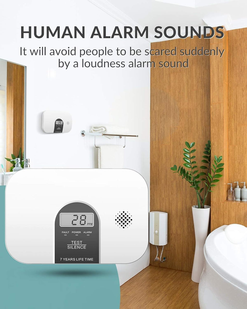 Carbon Monoxide Alarm Detector with LCD Digital Display, 4 Packs F975583