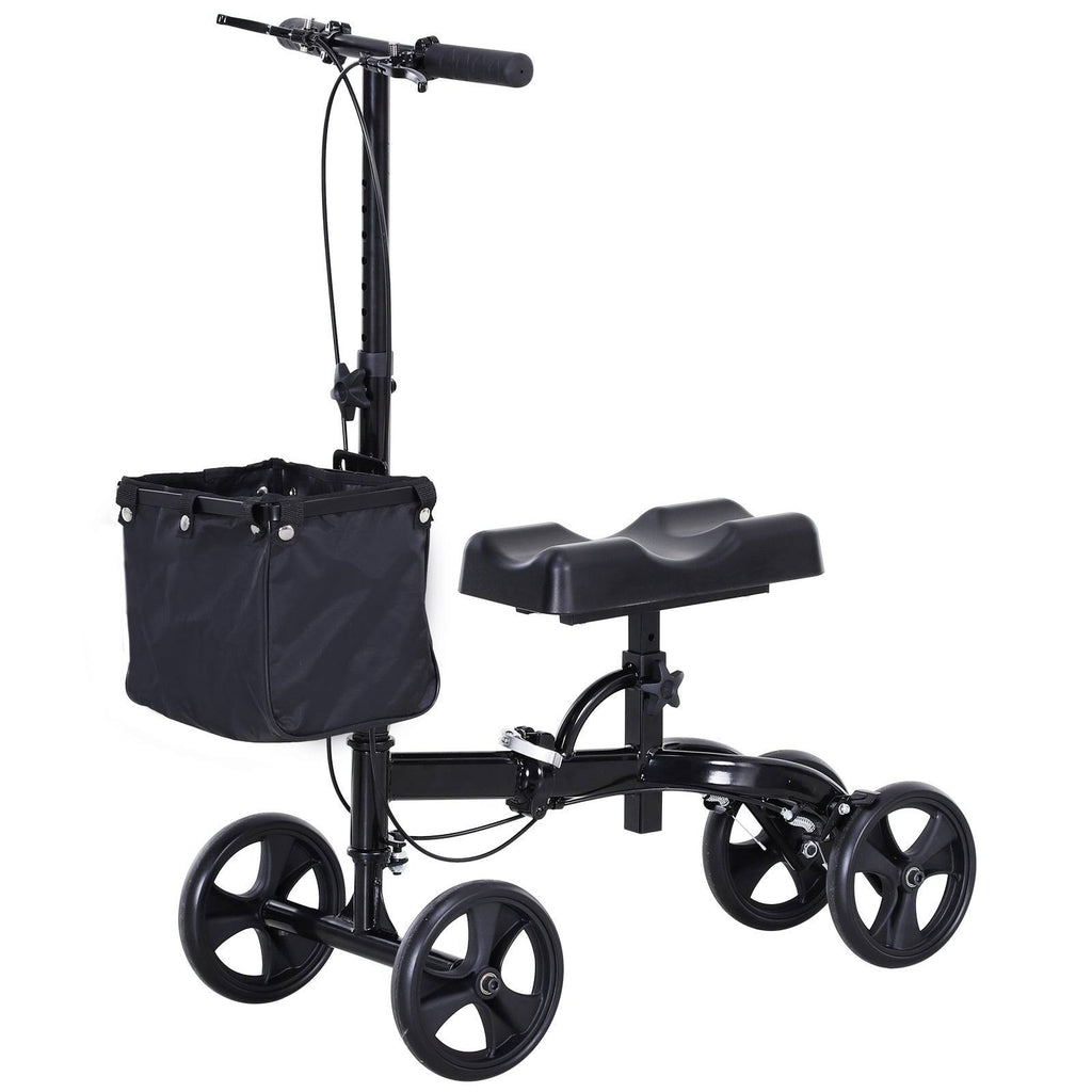 Black Foldable Knee Walker Scooter with Basket C9095