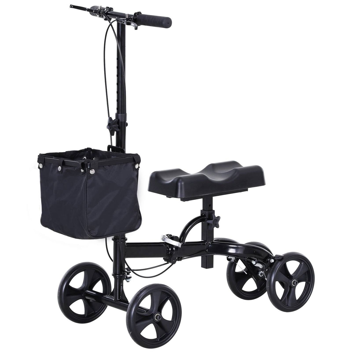 Black Foldable Knee Walker Scooter with Basket C9095