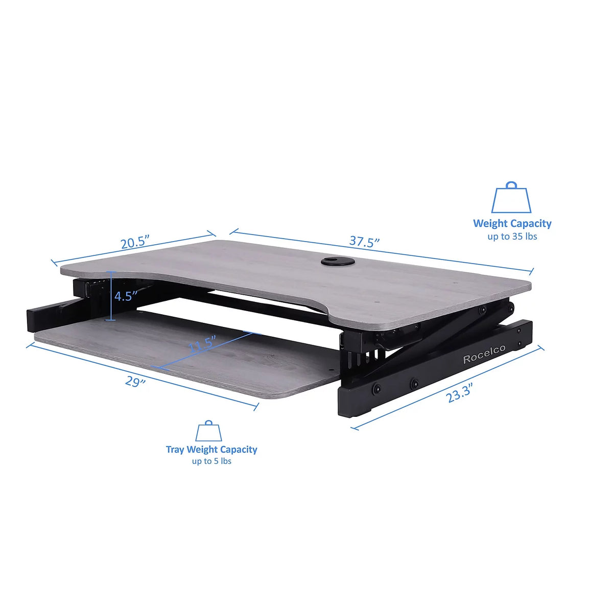 Gray Height Adjustable Standing Desk Converter T46842