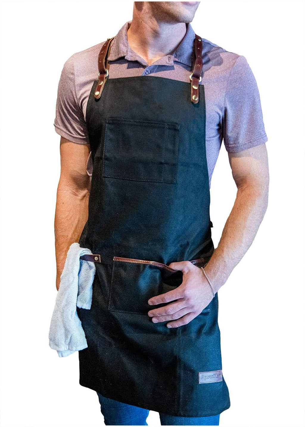 Leather and Canvas Adjustable Work Apron Pack of 2 H4211