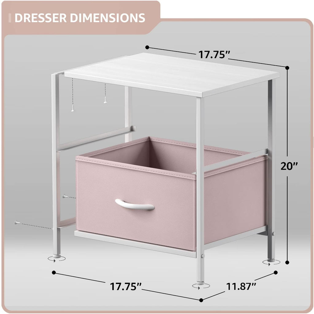 6 Drawer Pink Kids Dresser with Nightstand X9136
