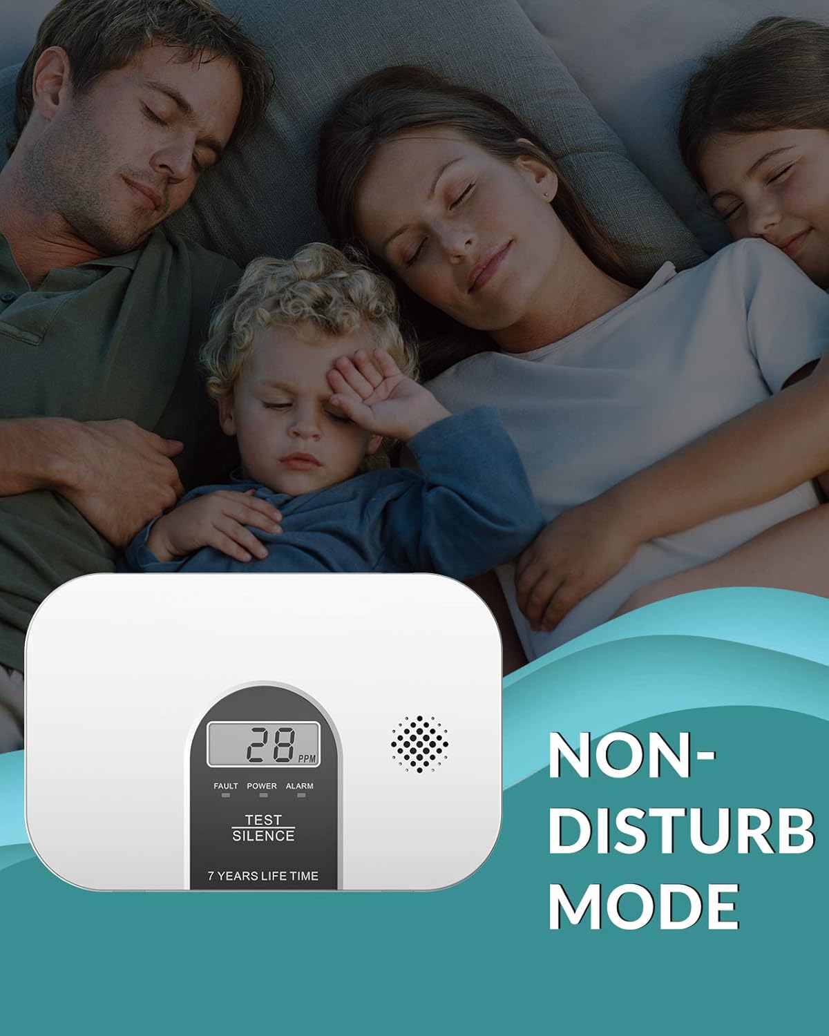 Carbon Monoxide Alarm Detector with LCD Digital Display, 4 Packs F975583