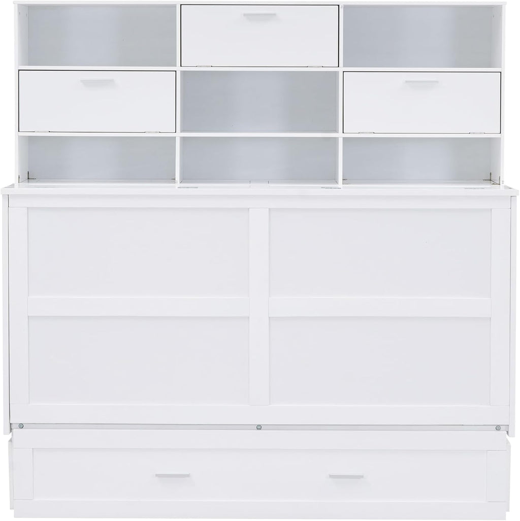 Queen Size Murphy Bed with Bookcase and Drawer M104