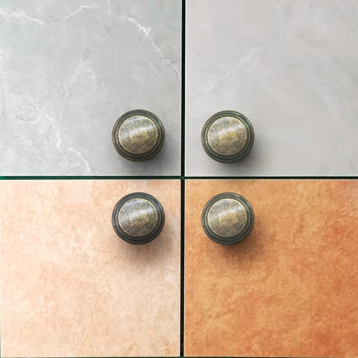 Antique Brass 6 Pack 1.18 inch Cabinet Knobs and Pulls F7581