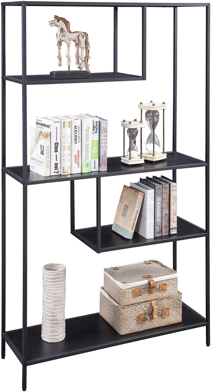 Brown 3-Tier Metal Bookshelf Storage Organizer D97997