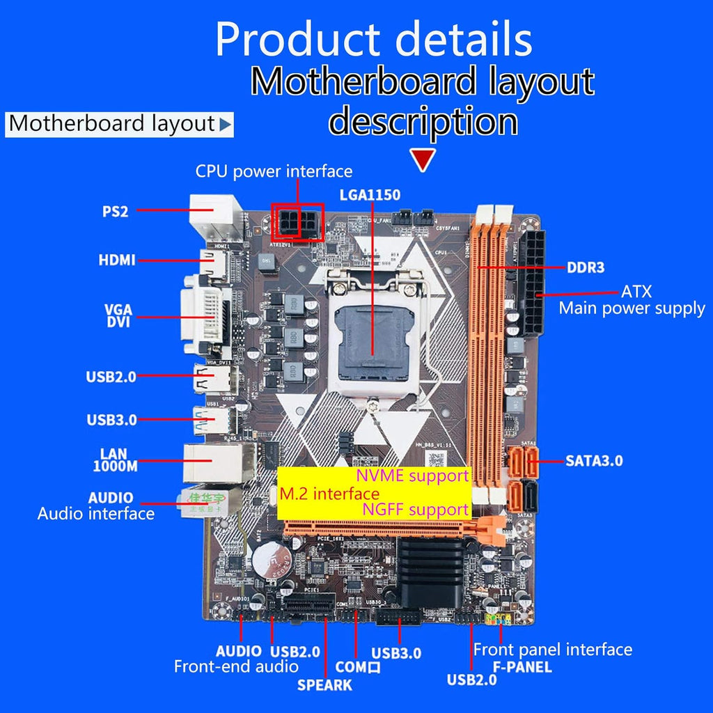 LGA 1150 MATX Motherboard VGA HDMI DVI G209
