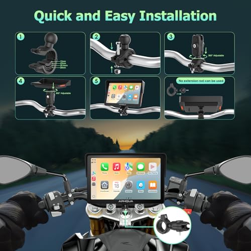 7-Inch Motorcycle GPS Navigation System with Apple CarPlay & Android Auto, Waterproof Touchscreen, Bluetooth, IP67 Waterproof Q351366