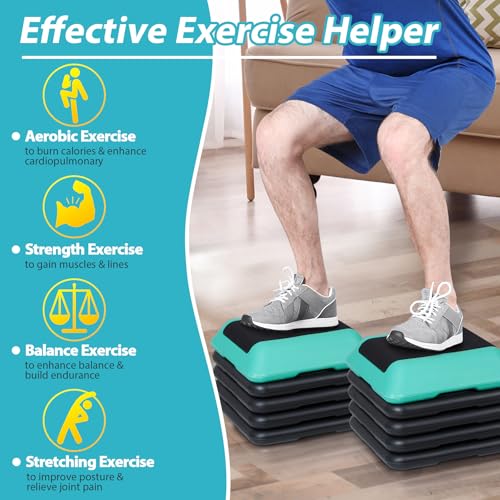 16" x 16" Adjustable Aerobic Stepper with 4 Risers, Green Q215