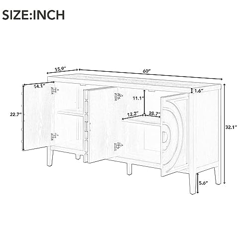 Black 4-Door Sideboard Cabinet with Adjustable Shelves T772