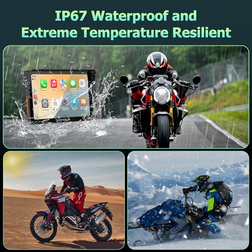 7-Inch Motorcycle GPS Navigation System with Apple CarPlay & Android Auto, Waterproof Touchscreen, Bluetooth, IP67 Waterproof Q351366