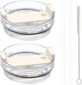 2 Pack Replacement Tumbler Lids for 40oz Travel Tumbler with Plastic Straws and Cleaning Brush F10404