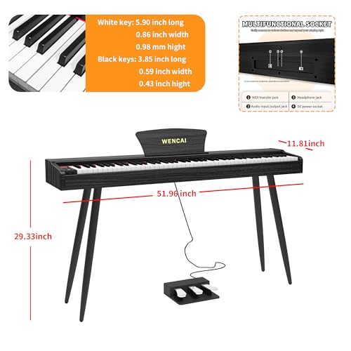 Black 88 Key Fully Weighted Hammer Action Digital Piano D332