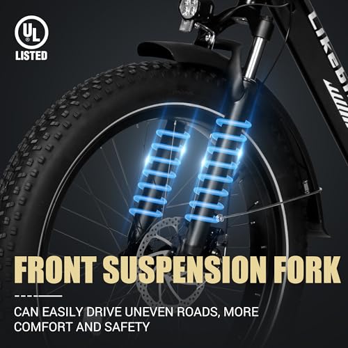 26" Fat Tire Electric Mountain Bike with 48V 13Ah Battery 7-Speed Front Suspension I69787