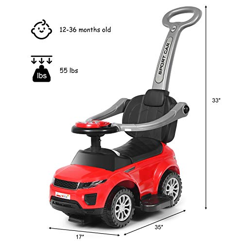 3 in 1 Ride on Push Car with Parental Handle (Pink) U310122