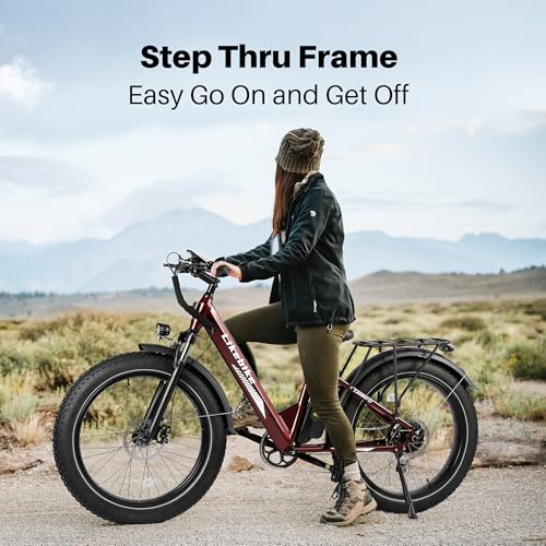 26" Fat Tire Electric Mountain Bike with 48V 13Ah Battery 7-Speed Front Suspension I69787
