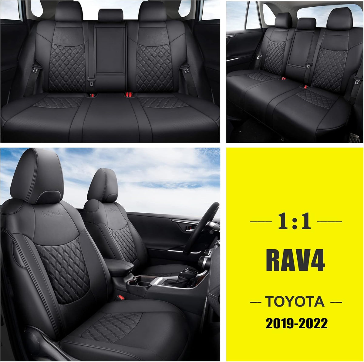 Pu Leather Car Seat Covers Full Set Black Red M208