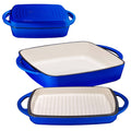 Blue Cast Iron Casserole Dish with Griddle Lid X91244