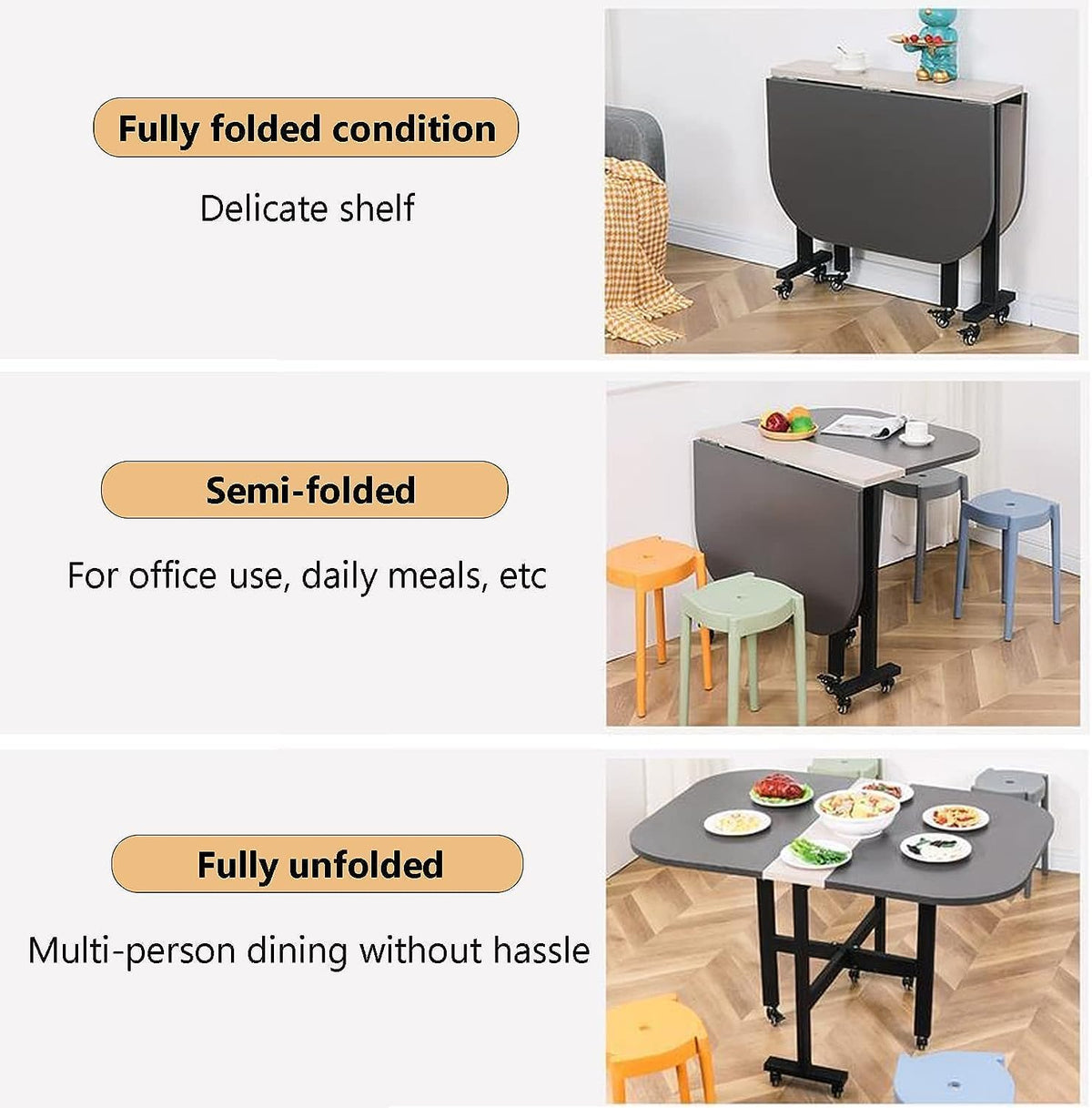 Solid Wood Drop Leaf Folding Dining Table E209380