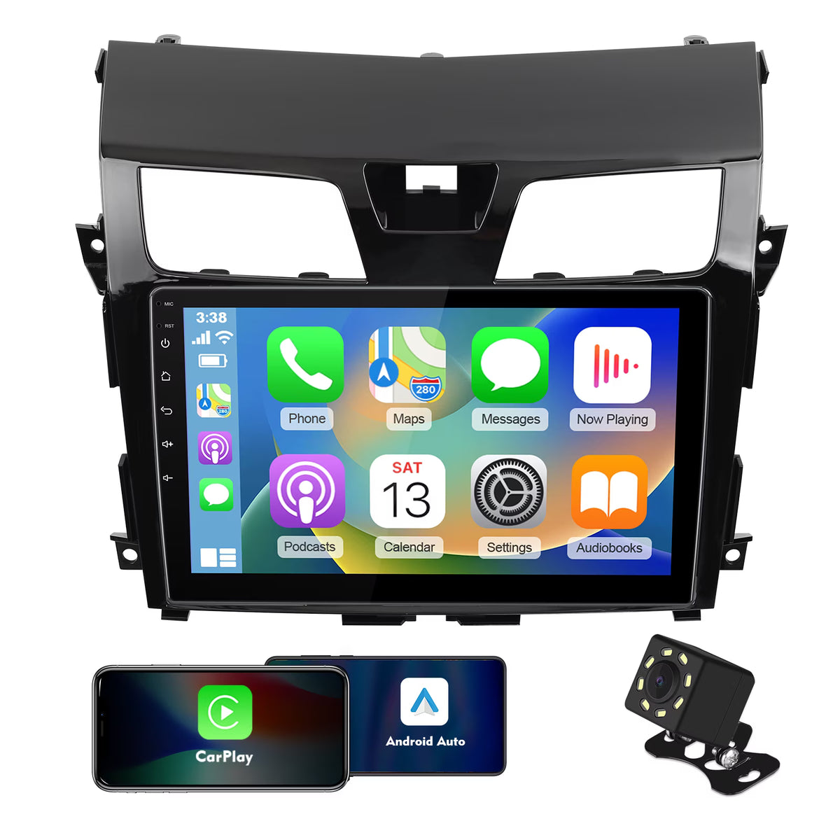 10.1 inches Android 12 Double Din Car Stereo IPS Touchscreen Car Radio with Carplay Android Auto Backup Camera GPS FM BT W912943