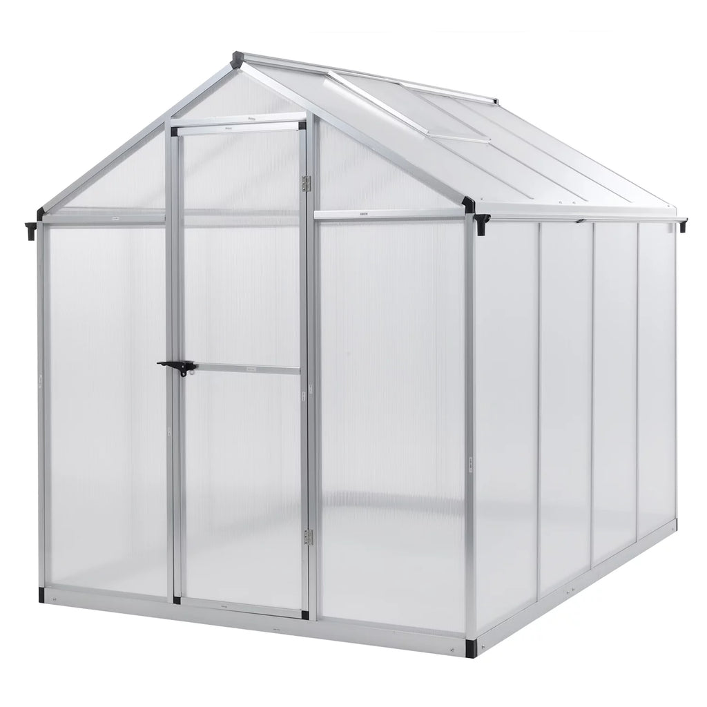 White 6' x 8' Polycarbonate Greenhouse with Aluminum Frame R690
