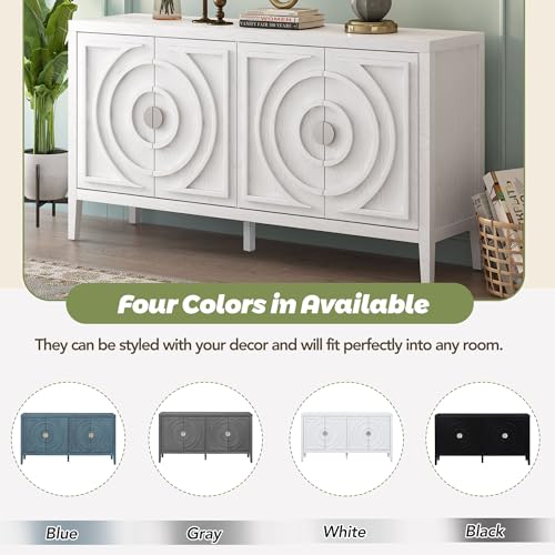 Black 4-Door Sideboard Cabinet with Adjustable Shelves T772