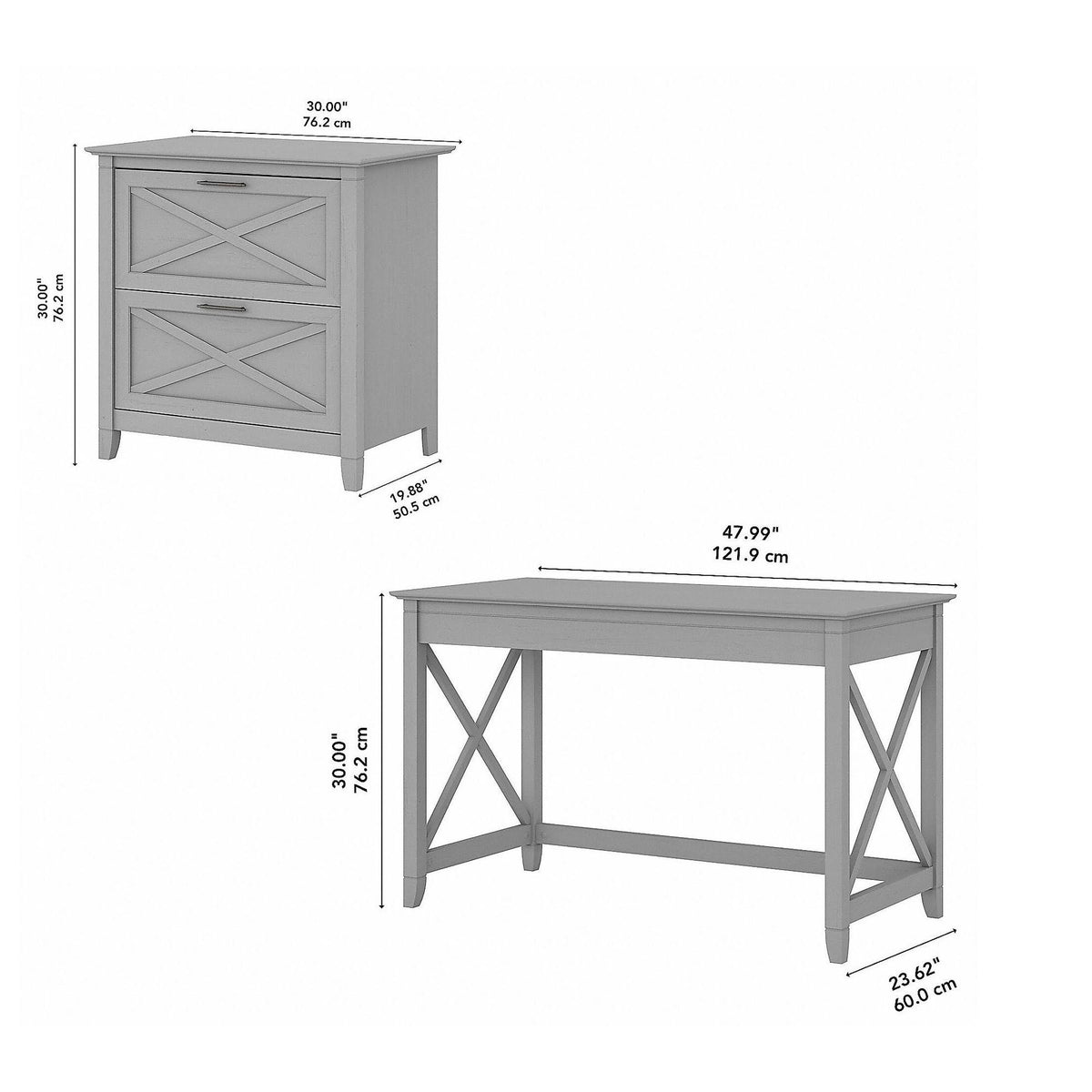 Cape Cod Gray Writing Desk with 2 Drawer File Cabinet R773