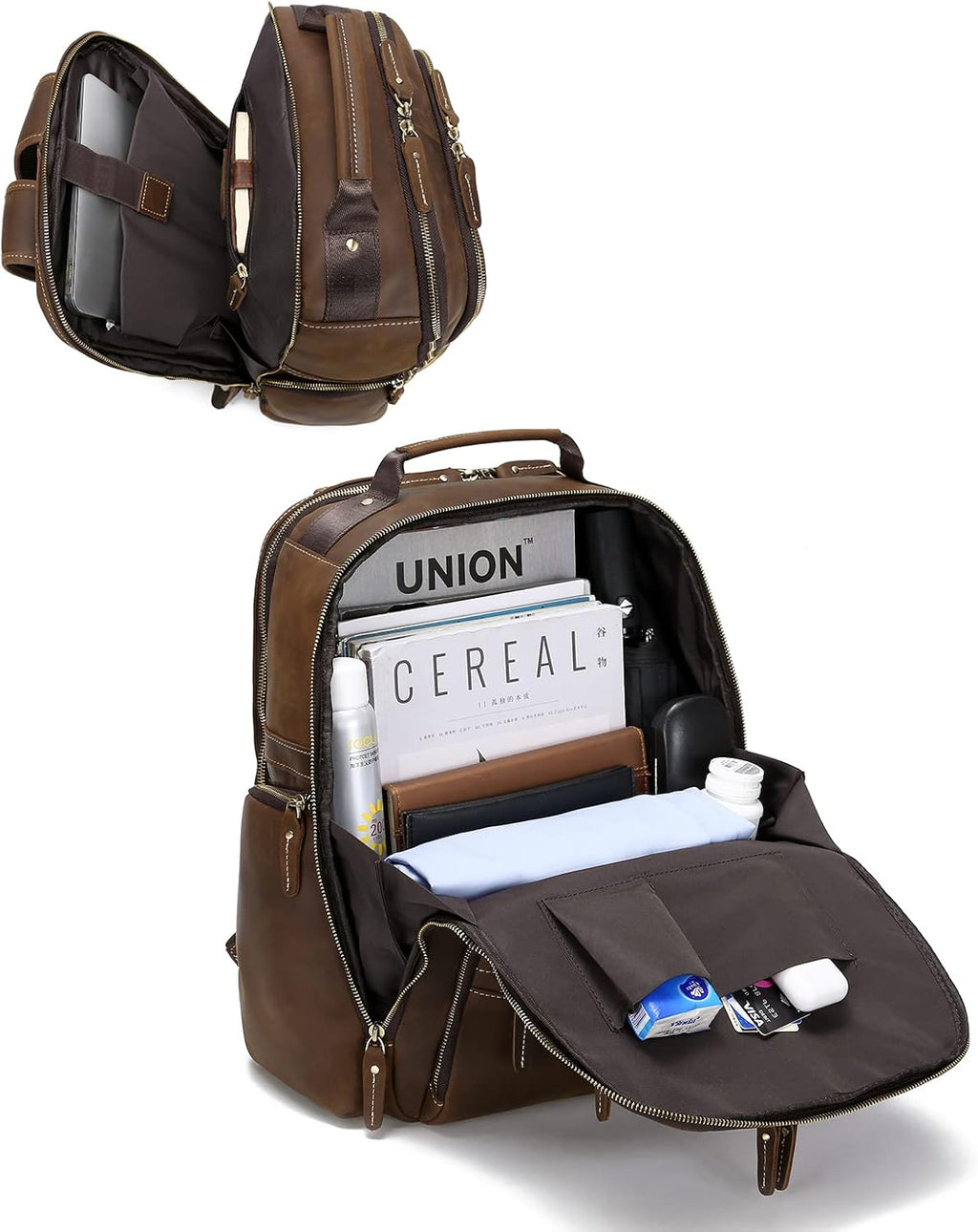 Genuine Leather 18 inch Laptop Backpack G1148