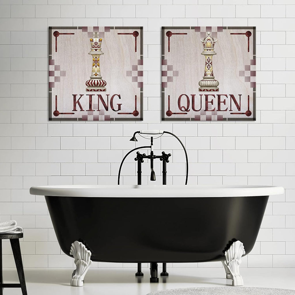 King and Queen of Chess Canvas Wall Art 24x24 Inch S473