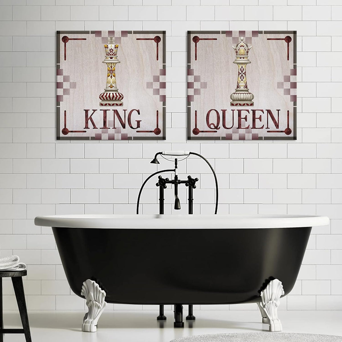 King and Queen of Chess Canvas Wall Art 24x24 Inch S473