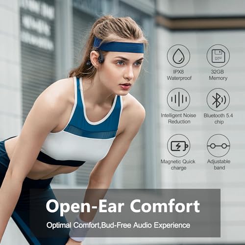 Bone Conduction Headphones Bluetooth 5.4 IPX8 Waterproof 32G Memory Underwater Headphone with MP3-Player M492